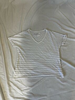 Frank & Eileen White Tee with Thin Black Stripes